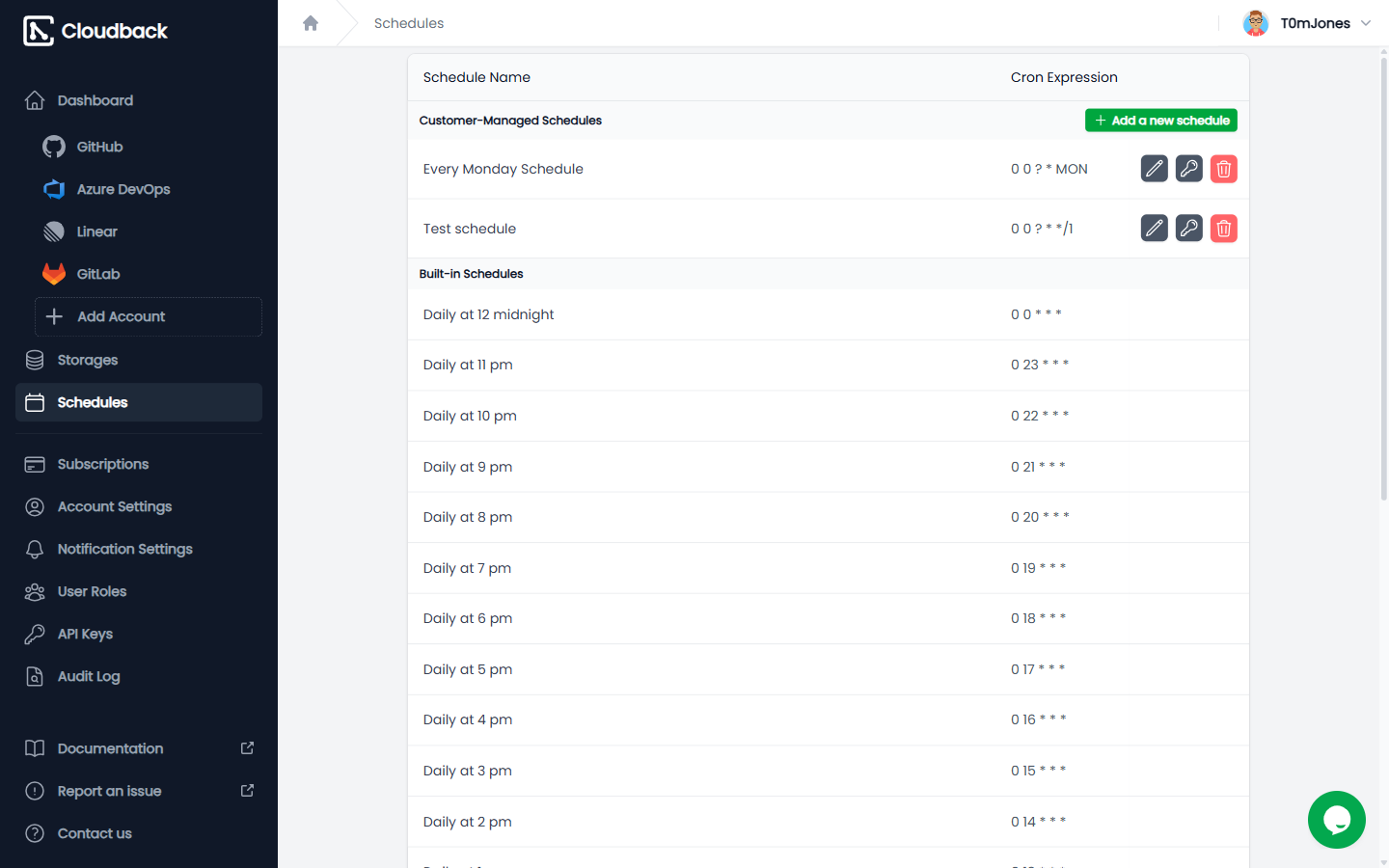 Create a new schedule