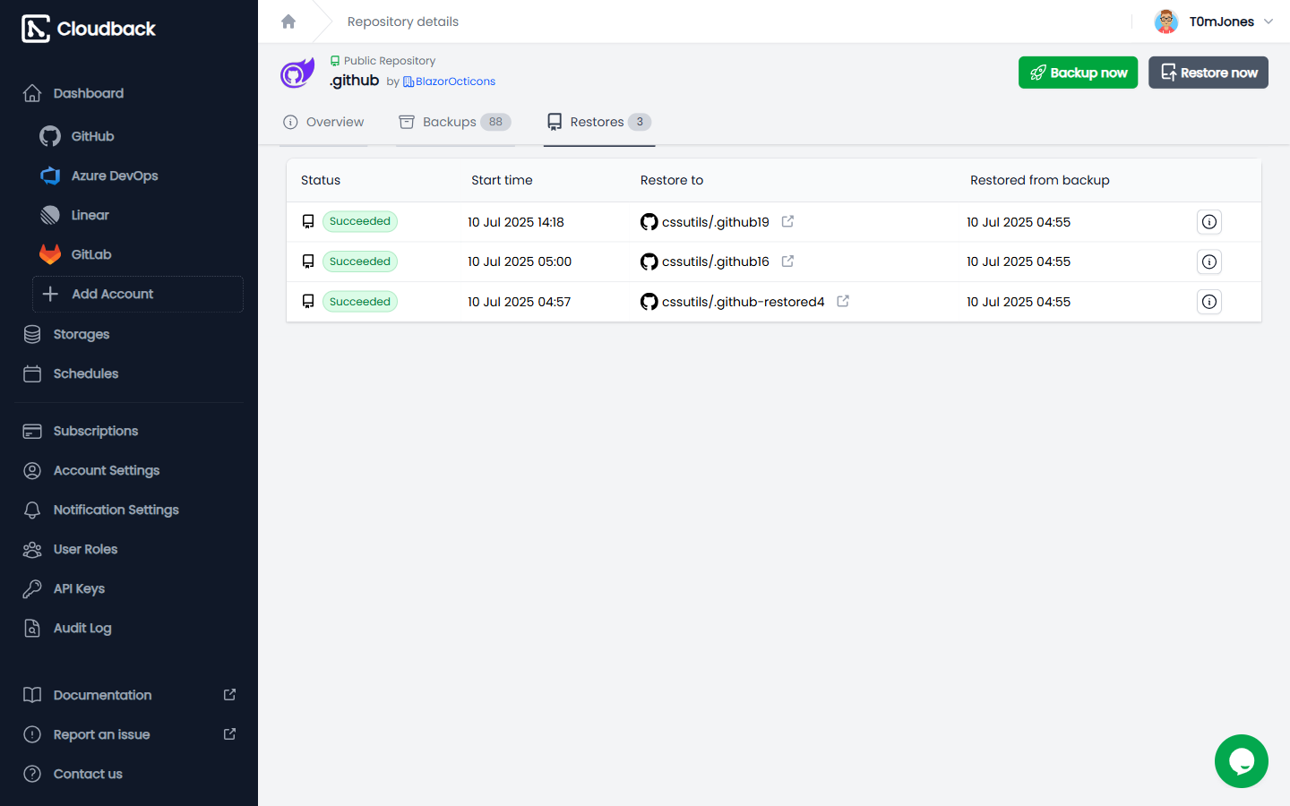 Repository restores