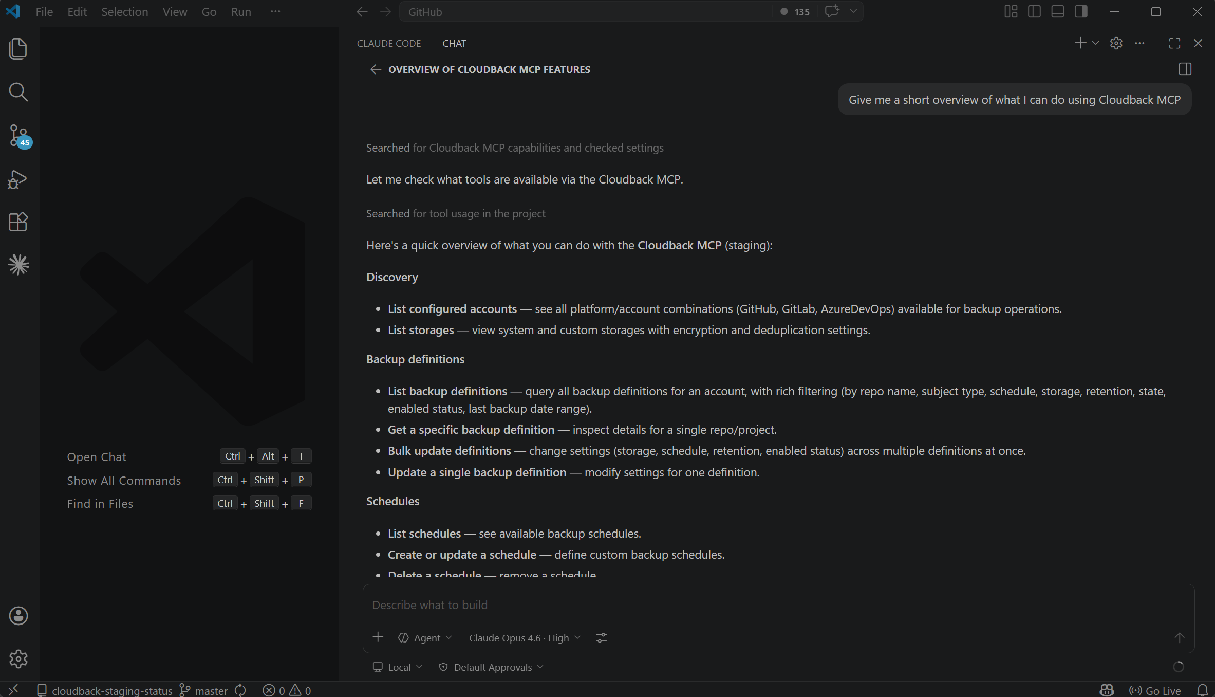 Cloudback MCP Server in Visual Studio Code