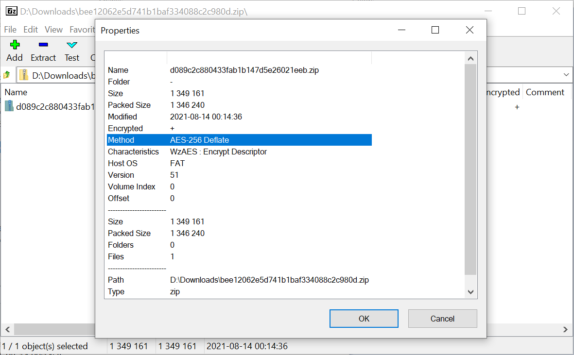 Archive encryption method